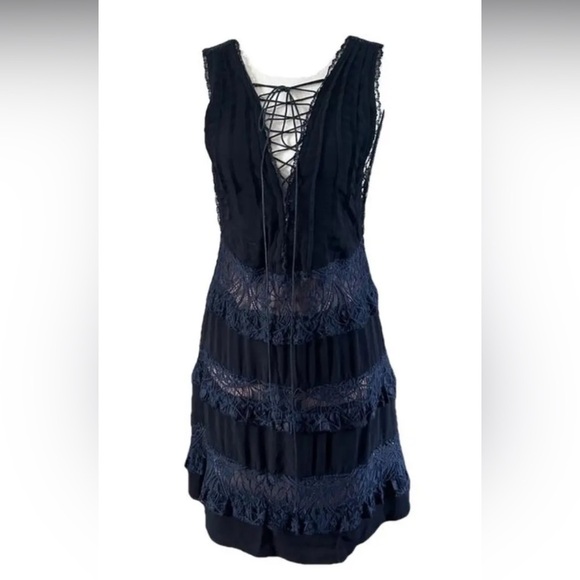 Cocktail Lace-Up Mini Dress Witch Whimsigoth LBD Romantic Lola Rose Sexy Lace - Picture 3 of 13